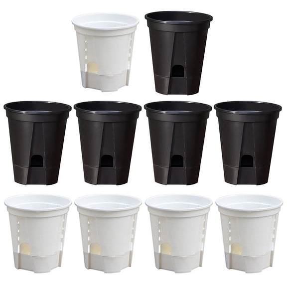 Self-Watering Plastic Garden Pots - 10 Pack with Drainage & Modern Design!