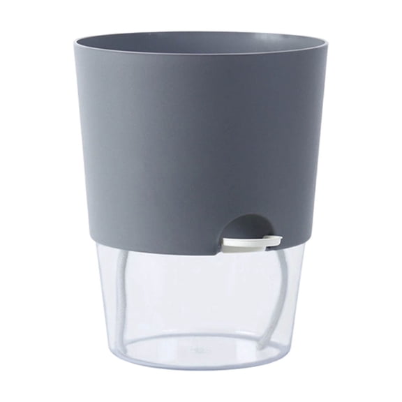 Self-Watering Plastic Planter with Transparent Base, Modern Double-Layer Pot for Indoor Herbs and Small Plants, 10.3 Inch