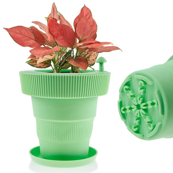 Self Watering Pot Folding Self Watering Planter with Water Tank and Dust Cover High Drainage Flowers Pot with Drainage Holes for Outdoor Indoor Plant Durable Plant Pots for All Home Yard Flowers