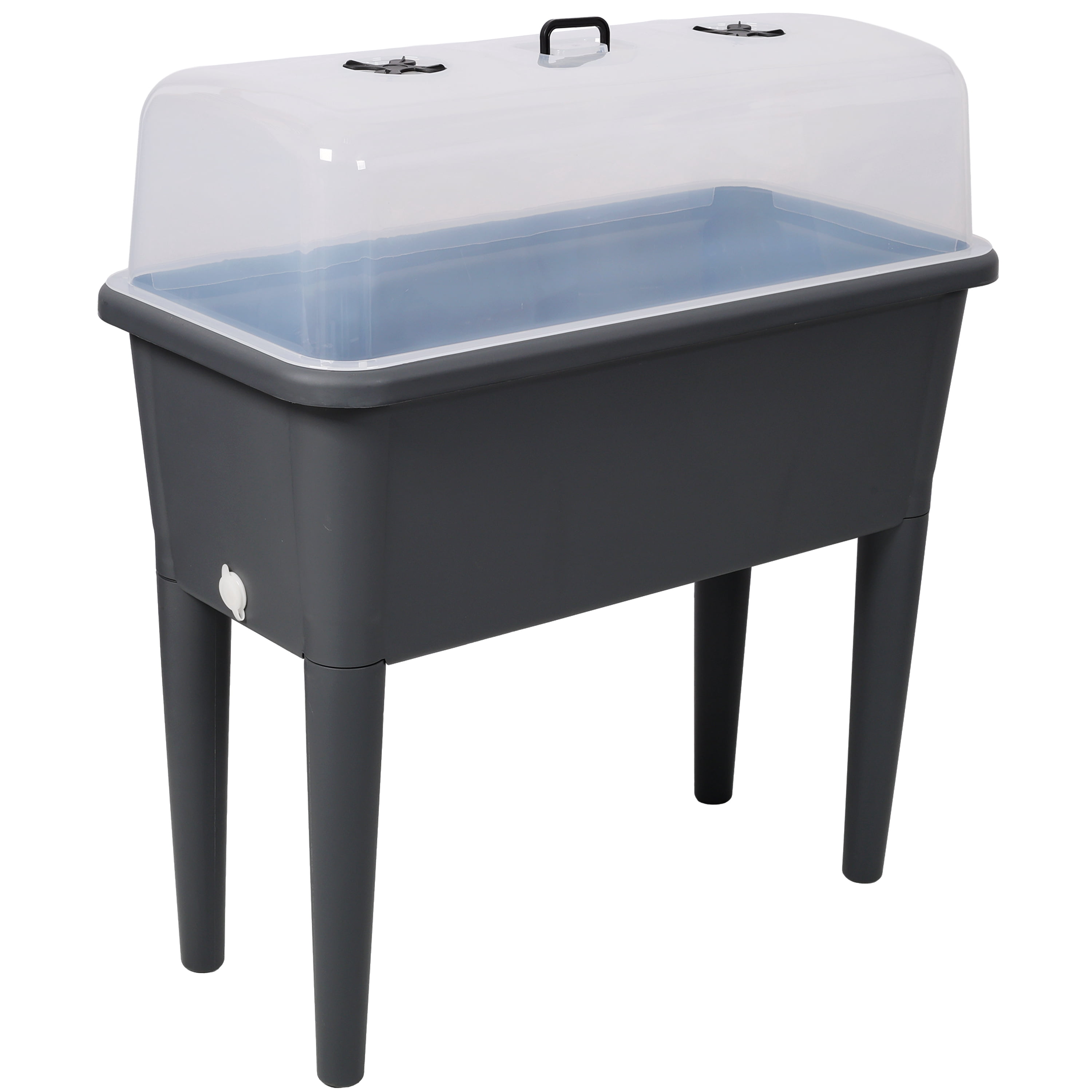 Self-Watering Raised Garden Bed, Elevated Planter Box with Ventilated Transparent Greenhouse Lid & Removable Legs for Vegetables and Flowers