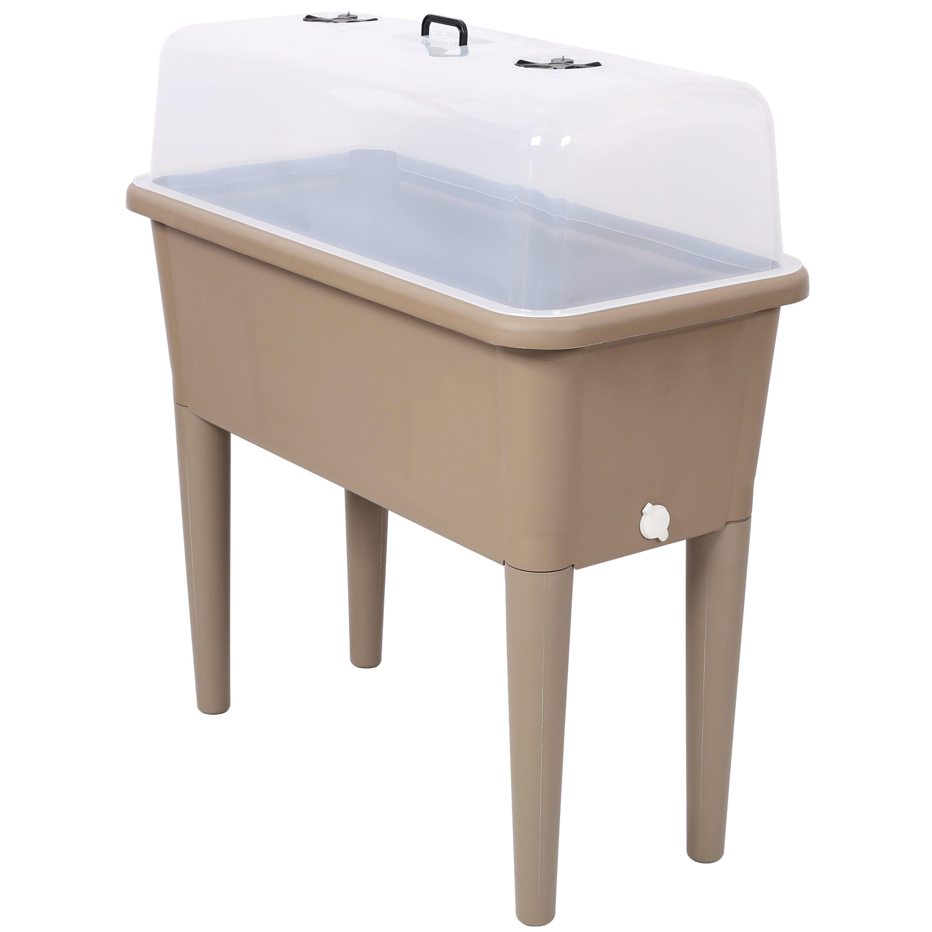 Self-Watering Raised Garden Bed, Elevated Planter Box with Ventilated Transparent Greenhouse Lid & Removable Legs for Vegetables and Flowers