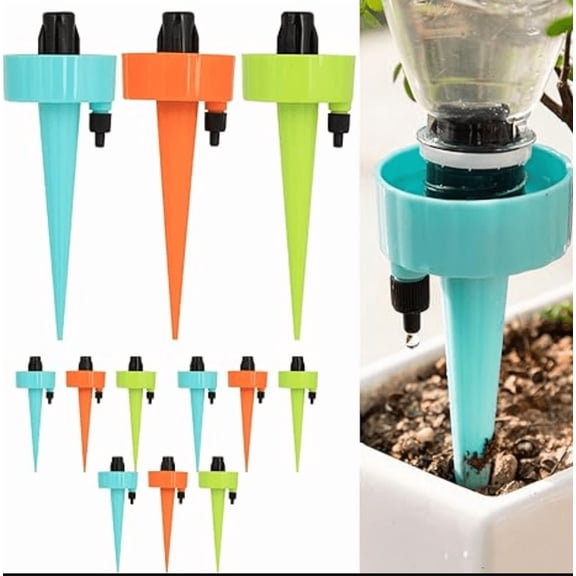 Self Watering Spikes for Indoor/Outdoor Plants, Self Watering Planter Insert with Adjustable Drip Valve,Auto Vacation Plant Watering Devices,Plants Water System,Self-Watering Stakes