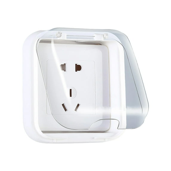 Self- Waterproof Socket Cover | Type 86 Wall Outlet Protector | Durable | 90° Easy-Open Transparent Lid | Tool-Free Peel & Stick Installation | Dark Green, White | Enhances Electrical Safety
