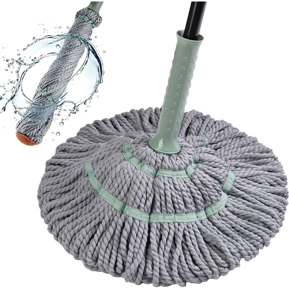 Self Wringing Twist Mop for Floor Cleaning, Handle Microfiber Mops with Scouring Pad for Hardwood Tile Kitchen