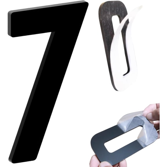 Self-adhesive 4 Inch House Numbers, Acrylic Modern House Address Numbers for Outside, Large Black Door Numbers for House Office Mailbox Door Home Room Hotel Apartments (Black, 4in No.7)