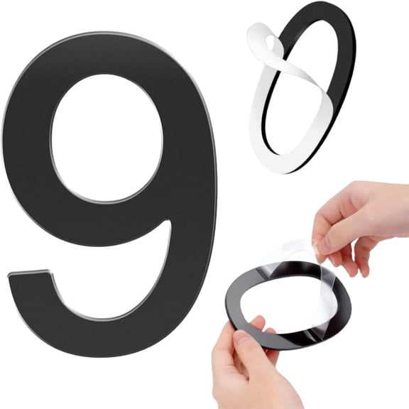Self-adhesive 5 Inch House Numbers Acrylic House Number Modern House Numbers Black Mailbox Numbers for Outside Address Home Number for Apartments Office Hotel Room (Number 9)