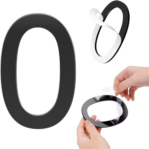 Self-adhesive 5 Inch House Numbers Acrylic House Number Modern House Numbers Black Mailbox Numbers for Outside Address Home Number for Apartments Office Hotel Room (Number 0)
