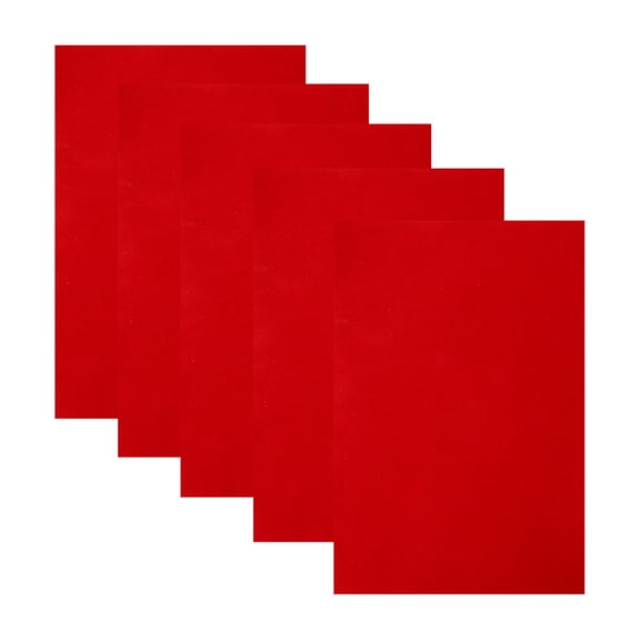 Self-adhesive Flocking Cloth 5 Sheets Cabinet Liner Drawer Black Drawers Bottom Fabric Fluff Red