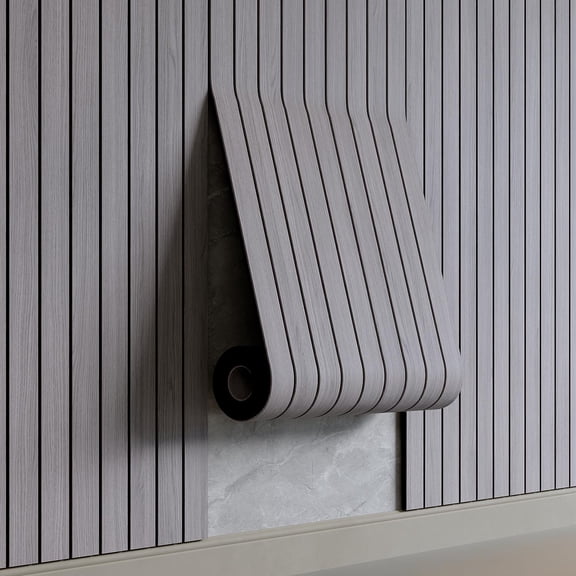 Self-adhesive PVC Slat Wall Panels Gray 15.8" x 118" for Walls and Ceilings
