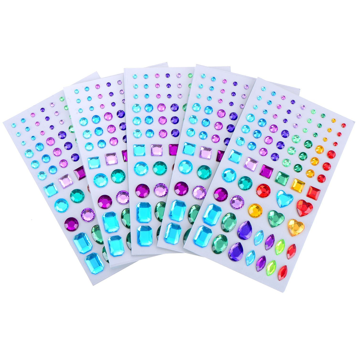 Self-adhesive Rhinestone Sticker Bling Craft Jewels Crystal Gem Stickers,  Assorted Size, 5 Sheets (Multicolor 3)