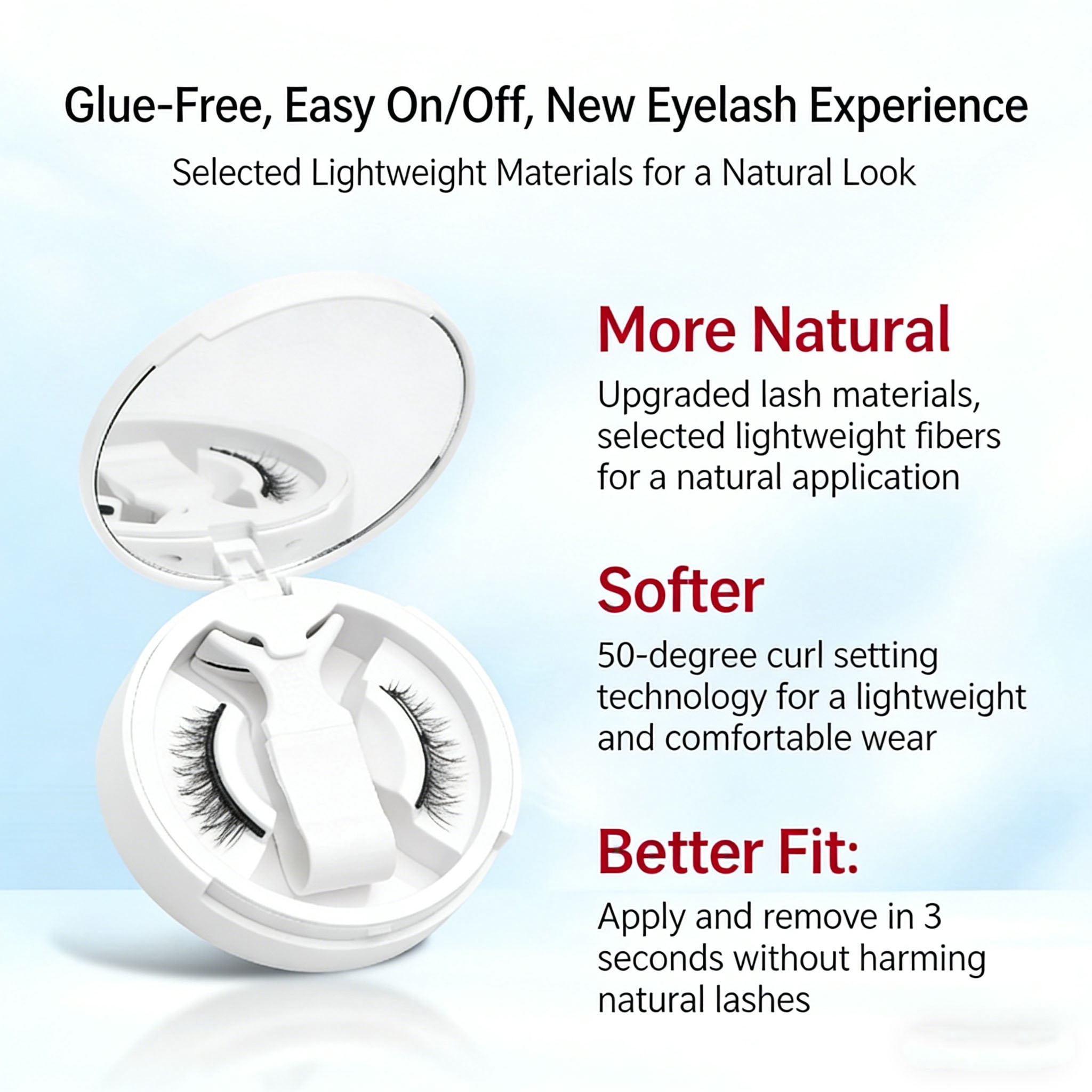 Self-adhesive false eyelashes, natural-looking eyelash set