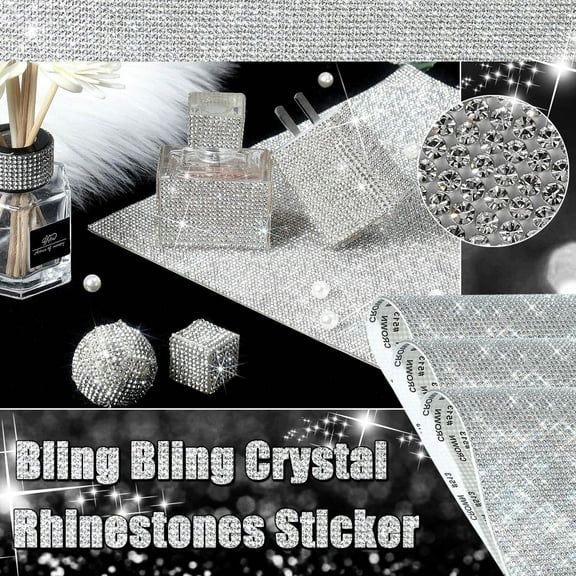 Self-adhesive glitter rhinestone crystal diamond stickers DIY car diamond stickers (12×20CM) SS6 silver white