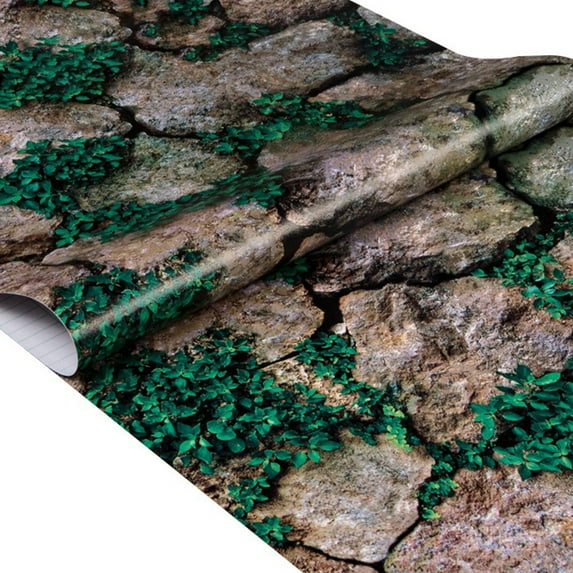 Self-adhesive wallpaper Stone brick green wallpaper fireplace kitchen backsplash strip wallpaper - style4;