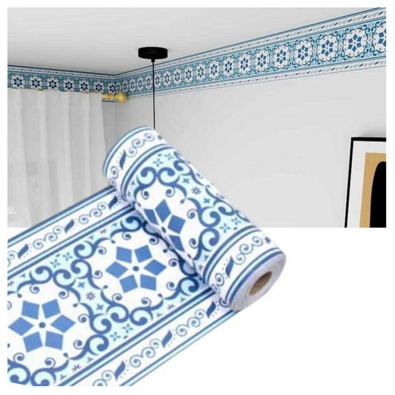 Self-adhesive wallpaper border for walls, waterproof PVC wallpaper border, tile sticker wall strips, easy installation for kitchen, bathroom, tiles