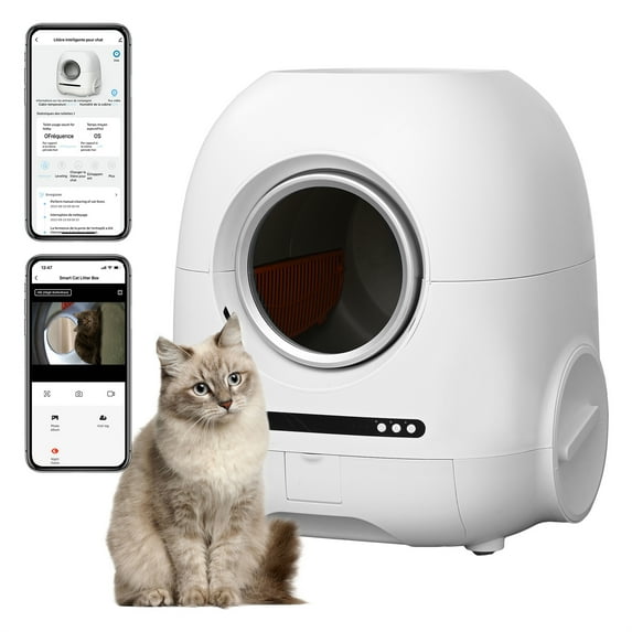 Self-cleaning Cat Litter Box, 77L Automatic Cat Litter Box with APP Control and Support WiFi, Large Cat Litter Box with Exhaust Hose for Multiple Cat