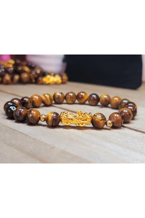 Self confidence Bracelet- Natural Tiger Eye 8mm Feng shui Bracelet Elastic