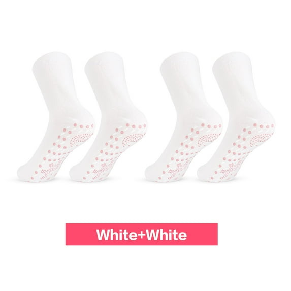 Self-heating Magnetic Socks for Women Men Self Heated Socks Tour Magnetic Therapy Comfortable Winter Warm Massage Socks Pression (White and White)