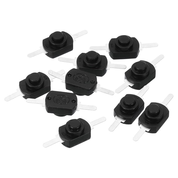 Self-locking micro switch button, 10 pcs straight pin on/off lock 301 micro control switch, suitable for flashlight bulbs wall sockets, black.