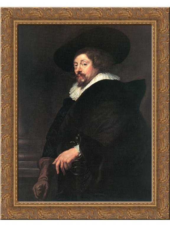 Self-portrait 20x24 Gold Ornate Wood Framed Canvas Art by Rubens, Peter Paul