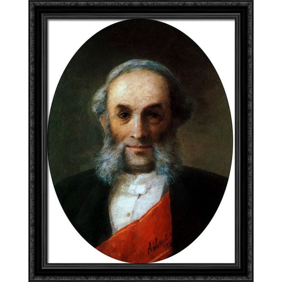 Self-portrait 28x34 Large Black Ornate Wood Framed Canvas Art by Ivan Aivazovsky