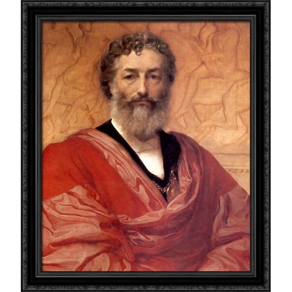 Self-portrait 28x34 Large Black Ornate Wood Framed Canvas Art by Lord Frederick Leighton