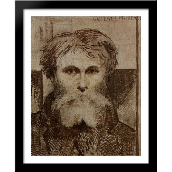Self-portrait 28x34 Large Black Wood Framed Print Art by Gustave Moreau
