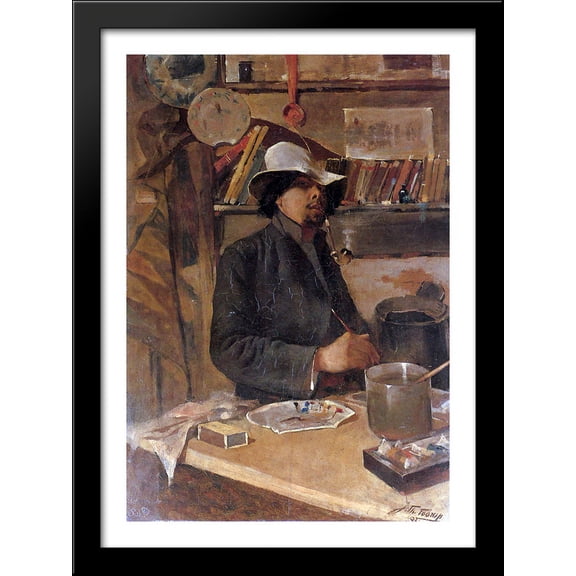 Self -portrait 28x40 Large Black Wood Framed Print Art by Jan Toorop