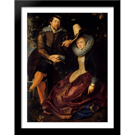 Self-portrait With Isabella Brant 28x36 Large Black Wood Framed Print Art by Peter Paul Rubens