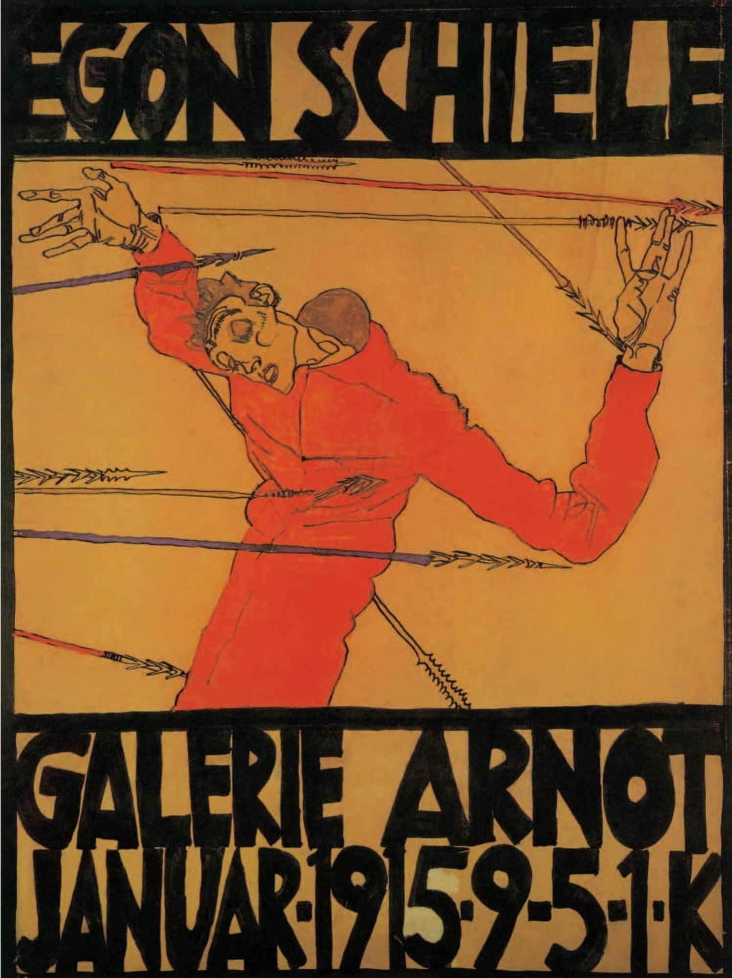 Self-portrait as St Sebastian (poster) 1914-15 Canvas Art - Egon Schiele (18 x 24)