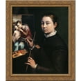 thumbnail image 1 of Self-portrait at the easel 24x20 Gold Ornate Wood Framed Canvas Art by Sofonisba Anguissola, 1 of 2