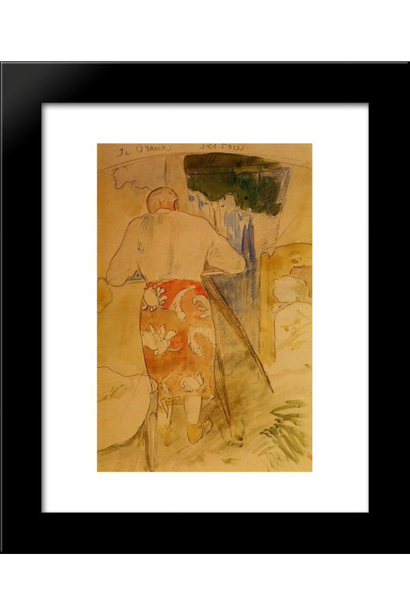 Self portrait, at work 20x24 Framed Art Print by Paul Gauguin