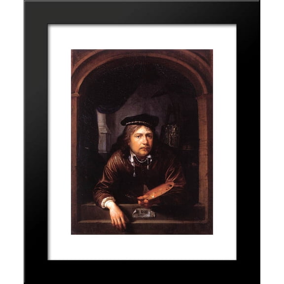 Self-portrait in a Window 20x24 Framed Art Print by Gerrit Dou