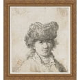 thumbnail image 1 of Self-portrait in a fur cap bust 28x32 Large Gold Ornate Wood Framed Canvas Art by Rembrandt, 1 of 2