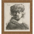 thumbnail image 1 of Self-portrait in a heavy fur cap bust 28x30 Large Gold Ornate Wood Framed Canvas Art by Rembrandt, 1 of 2
