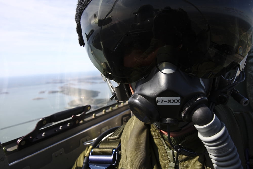 Self-portrait of a pilot flying in a Saab J 32 Lansen Canvas Art - Daniel KarlssonStocktrek Images (35 x 24)