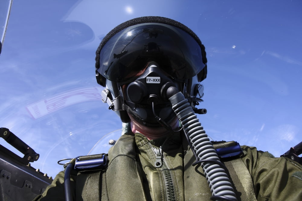 Self-portrait of a pilot flying in a Saab J 32 Lansen Canvas Art - Daniel KarlssonStocktrek Images (35 x 24)