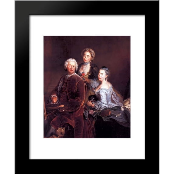 Self-portrait with Daughters 20x24 Framed Art Print by Pesne, Antoine