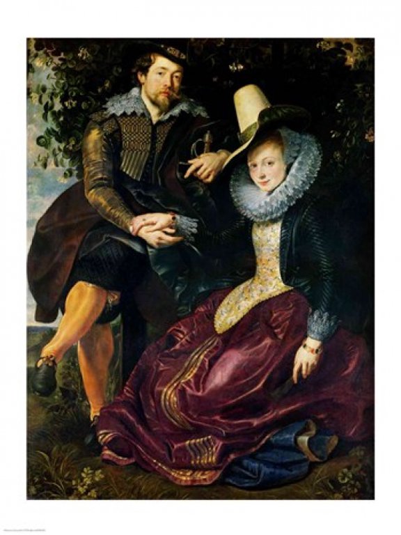Self portrait with Isabella Brandt Canvas Art - Peter Paul Rubens (18 x 24)
