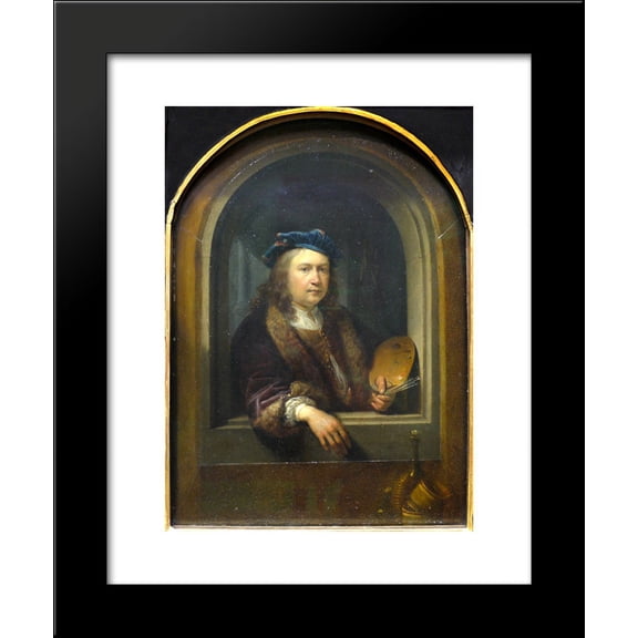 Self-portrait with a Palette, in a Niche 20x24 Framed Art Print by Gerrit Dou