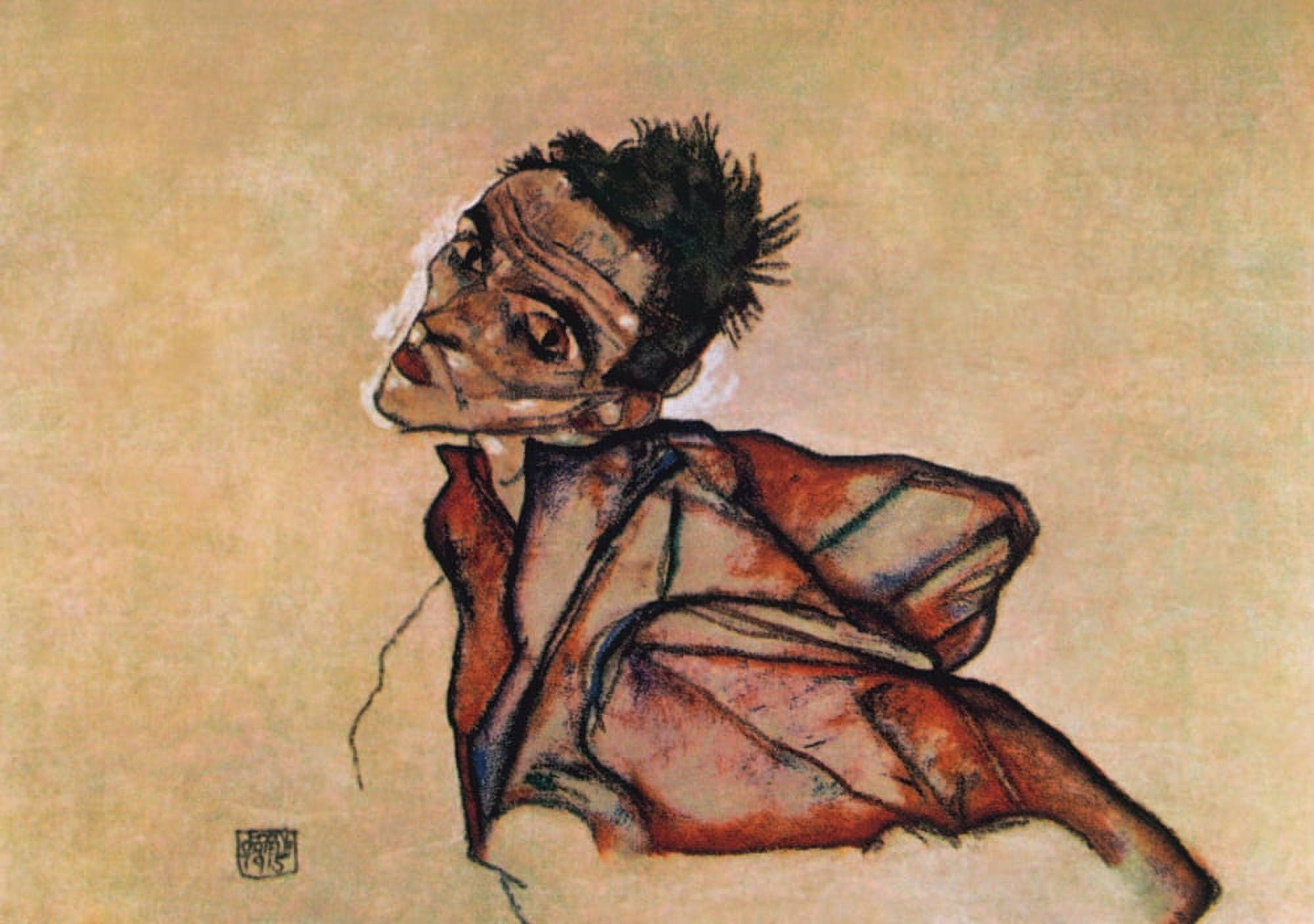 Self-portrait with arms thrust backwards 1915 Canvas Art - Egon Schiele (18 x 24)