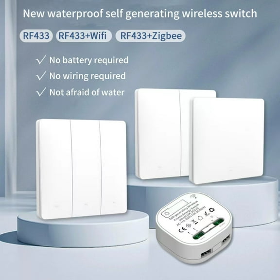 Self-powered Wireless Remote Control Switch Home Battery-free Three-on Double-control Wall Switch Panel Wiring-free Free Free Paste