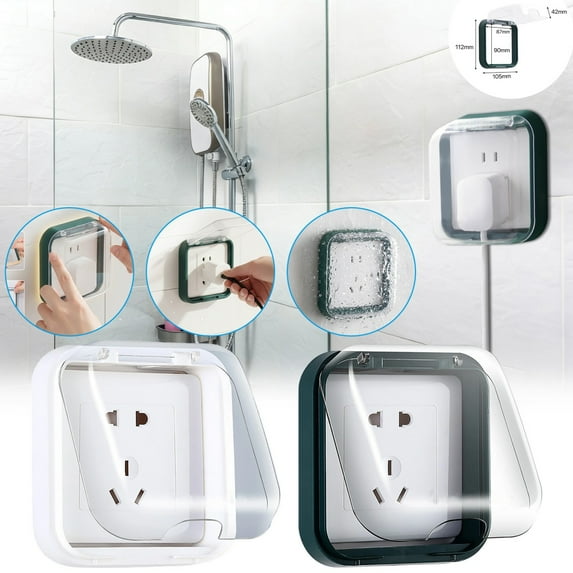 Selfadhesive Waterproof Socket Cover,Outlet Cover Box,Plastic Outlet Covers,Outlet Box Cover,4.13" X 4.41"Clear Waterproof Splash Guard Kid Proof Outlet Lock Box,For Indoor Outdoor Use