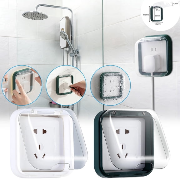 Selfadhesive Waterproof Socket Cover,Outlet Cover Box,Plastic Outlet Covers,Outlet Box Cover,4.13" X 4.41"Clear Waterproof Splash Guard Kid Proof Outlet Lock Box,For Indoor Outdoor Use