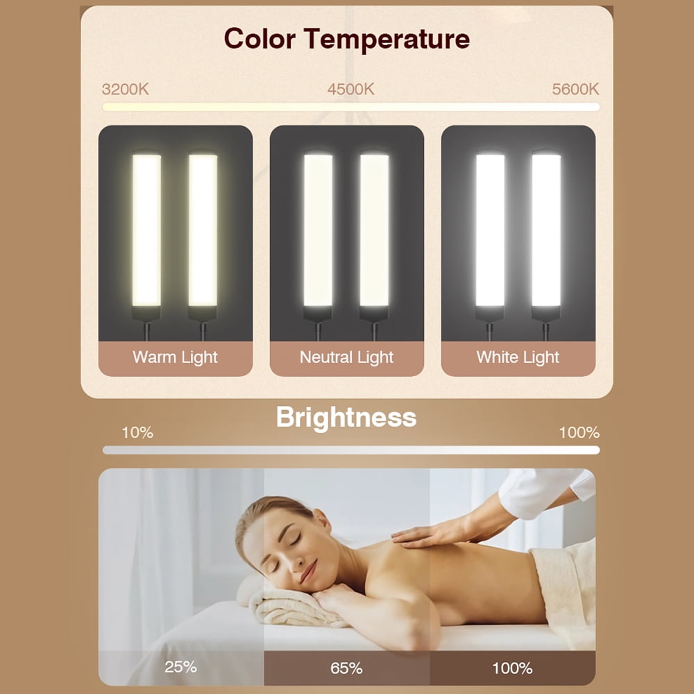 Selfie Camera Lamp,3200k-5600k Color Beauty Rotatable Tube 196pcs Beads 3200k-5600k With Clip Stand Temperature Adjustable With 40w Dual-arm Fill Dual-arm Fill Beauty Dsfen Buzhi Lamp 40w