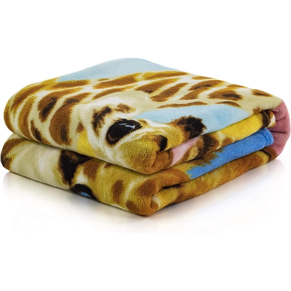 Selfie Giraffe Fleece Blanket for Bed, 50" x 60" Giraffe Fleece Throw Blanket for Women, Men and Kids Super Soft Plush Giraffe Blanket Throw Fleece Blanket Animal Blanket - Queen Size