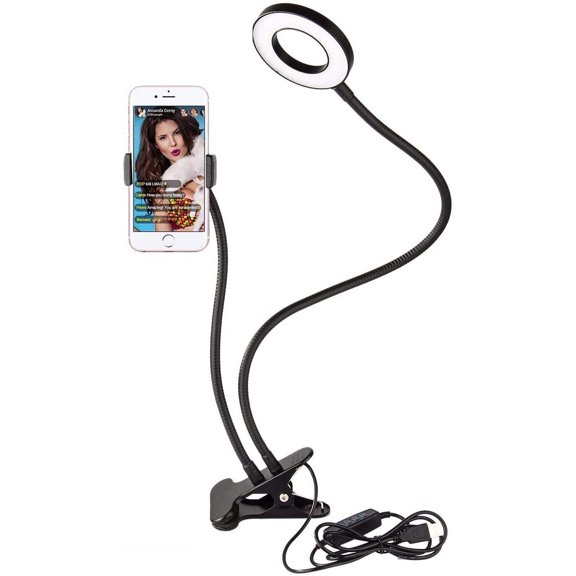 Selfie Light with Cell Phone Holder and Stand Bracket for YouTube TIK Tok Tiktok Zoom Video Conference Live Stream Makeup Dimmable LED Circle Light for iPhone Android Mobile Smartphone