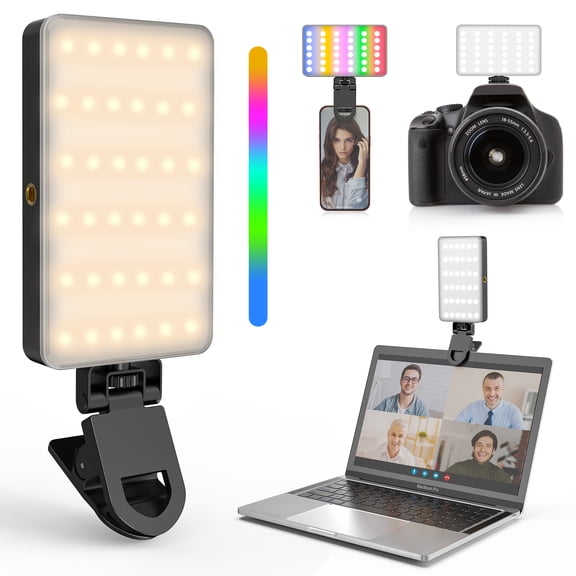Zealsound RGB Selfie Light, 138 LEDs, 360° Full Color Video Light, 2700–6500K Dimmable, 20 Effects, 1800mAh Rechargeable for Phone, iPhone, Camera, Computer, Webcam, Gaming, Makeup, Vlogging, TikTok
