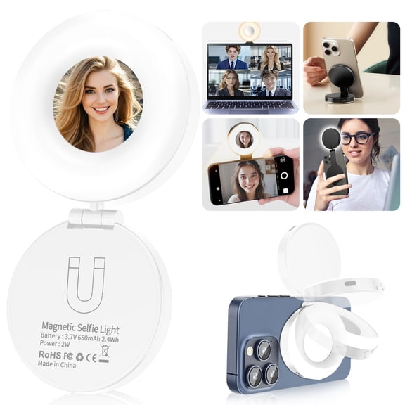 Selfie Light, Phone Light with Magnetic, Rechargeable Ring Light, Adjusted 4 Modes, with Sticky Ring for Phones, for Phone, Android, iPad, Laptop, TK, Selfie, Vlog