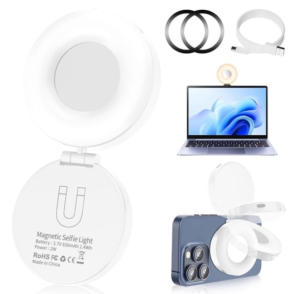 Selfie Light, Selfie Light for iPhone, Portable Phone Ring Light for Video Recording, Adjusted 4 Modes, Rechargeable Fill Light for Selfies, Photography, Makeup, Vlogs, TikTok, Video(Black)