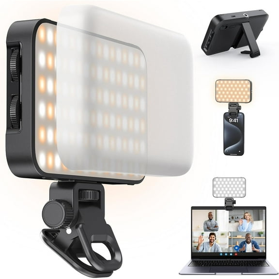 Selfie Light with Soft Diffuser & Built-in Stand – 96 LED Rechargeable Clip Fill Video Conference Light for Phone, iPhone, iPad, Camera, Laptop, for Makeup, TikTok, Vlog, and Video Calls